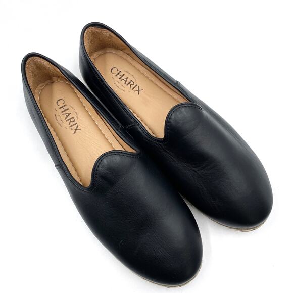 Charix Black Leather Loafer Slip On Slip On Flats Women's Sz 40 / 9
